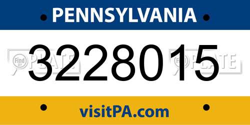 3228015 Pennsylvania License Plate