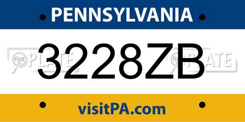 3228ZB Pennsylvania License Plate