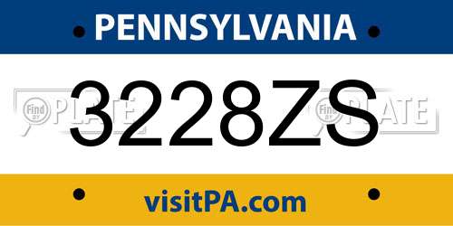 3228ZS Pennsylvania License Plate