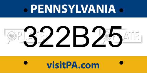 322B25 Pennsylvania License Plate