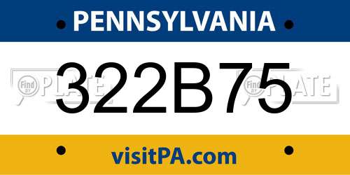 322B75 Pennsylvania License Plate