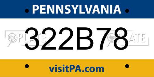 322B78 Pennsylvania License Plate