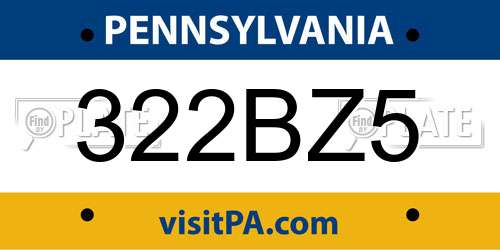 322BZ5 Pennsylvania License Plate