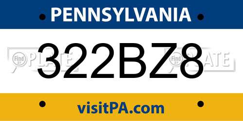 322BZ8 Pennsylvania License Plate