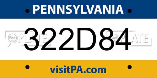 322D84 Pennsylvania License Plate