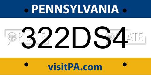322DS4 Pennsylvania License Plate