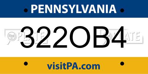 322OB4 Pennsylvania License Plate