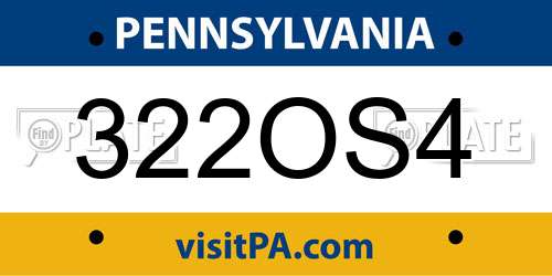 322OS4 Pennsylvania License Plate