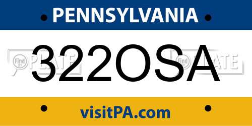 322OSA Pennsylvania License Plate