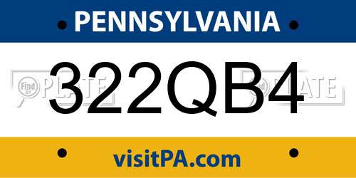 322QB4 Pennsylvania License Plate