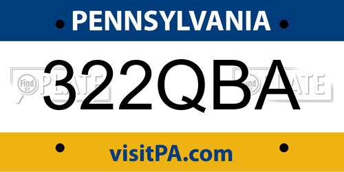 322QBA Pennsylvania License Plate