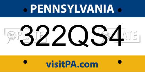322QS4 Pennsylvania License Plate