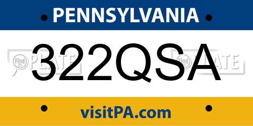 322QSA Pennsylvania License Plate