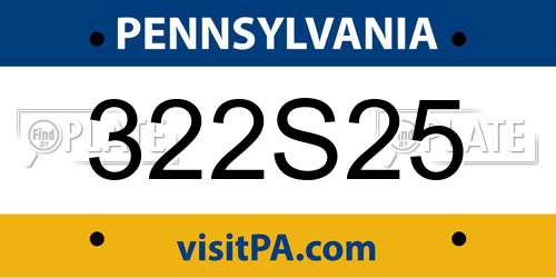 322S25 Pennsylvania License Plate