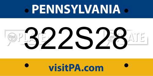 322S28 Pennsylvania License Plate