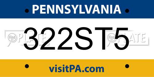 322ST5 Pennsylvania License Plate