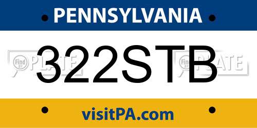 322STB Pennsylvania License Plate