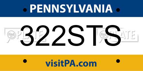 322STS Pennsylvania License Plate