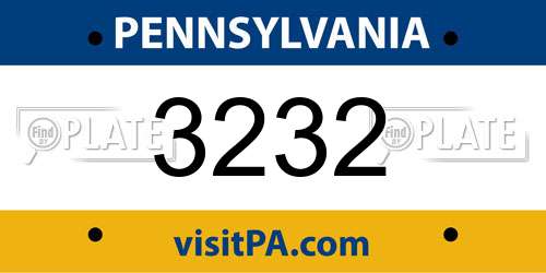 3232 Pennsylvania License Plate