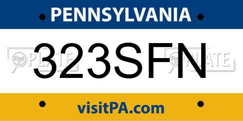 323SFN Pennsylvania License Plate