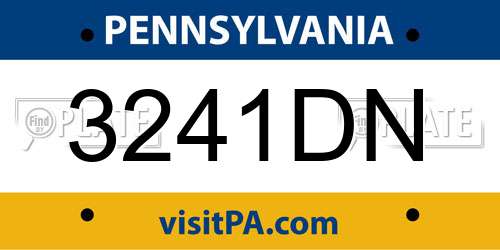 3241DN Pennsylvania License Plate