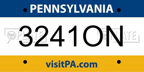 3241ON Pennsylvania License Plate