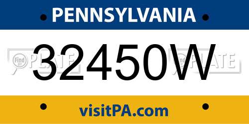 32450W Pennsylvania License Plate