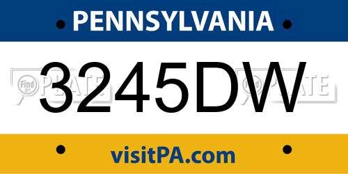 3245DW Pennsylvania License Plate