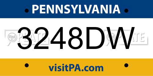 3248DW Pennsylvania License Plate