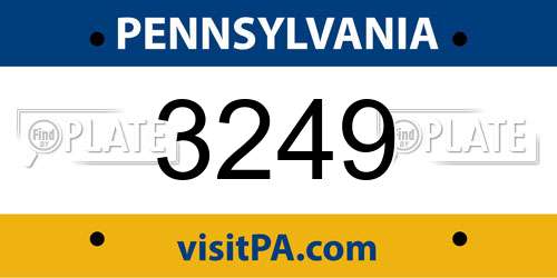 3249 Pennsylvania License Plate