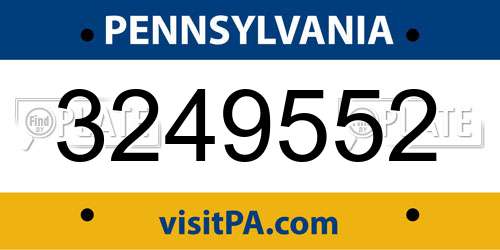 3249552 Pennsylvania License Plate
