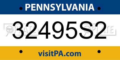 32495S2 Pennsylvania License Plate