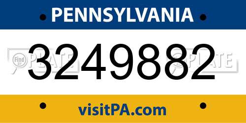 3249882 Pennsylvania License Plate