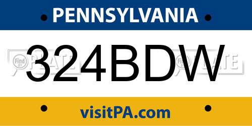 324BDW Pennsylvania License Plate