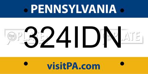 324IDN Pennsylvania License Plate