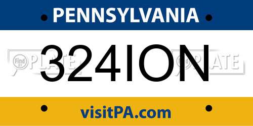 324ION Pennsylvania License Plate