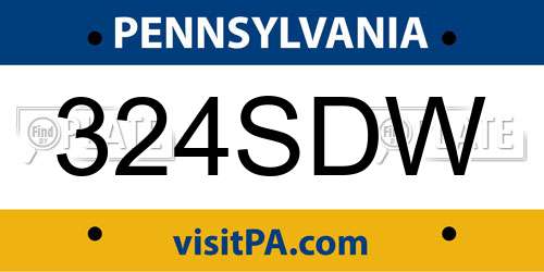 324SDW Pennsylvania License Plate