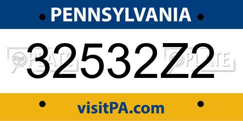 32532Z2 Pennsylvania License Plate