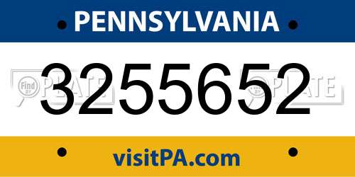 3255652 Pennsylvania License Plate