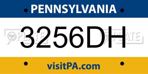 3256DH Pennsylvania License Plate