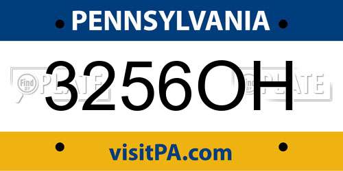 3256OH Pennsylvania License Plate