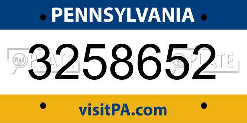 3258652 Pennsylvania License Plate