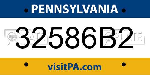 32586B2 Pennsylvania License Plate