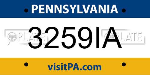 3259IA Pennsylvania License Plate