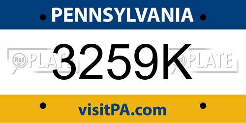 3259K Pennsylvania License Plate