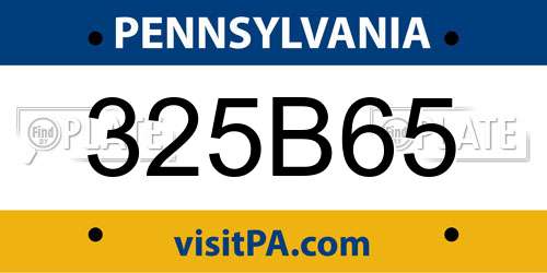 325B65 Pennsylvania License Plate