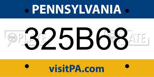 325B68 Pennsylvania License Plate
