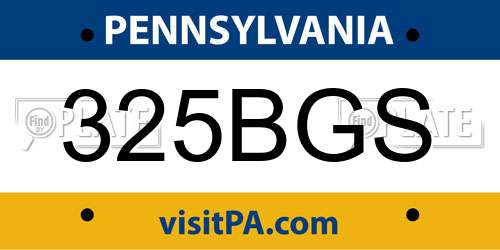 325BGS Pennsylvania License Plate