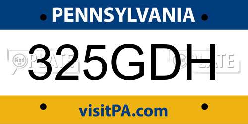 325GDH Pennsylvania License Plate