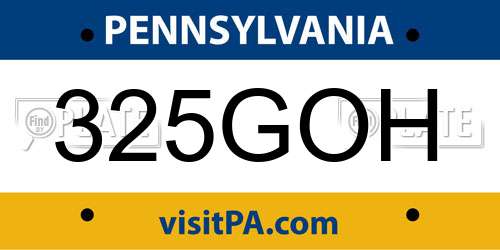 325GOH Pennsylvania License Plate